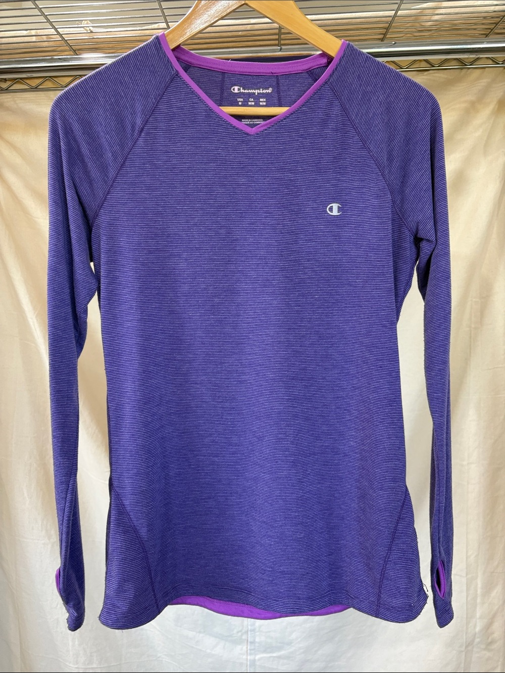 Champion Purple Long Sleeve Top with Light Purple Trim